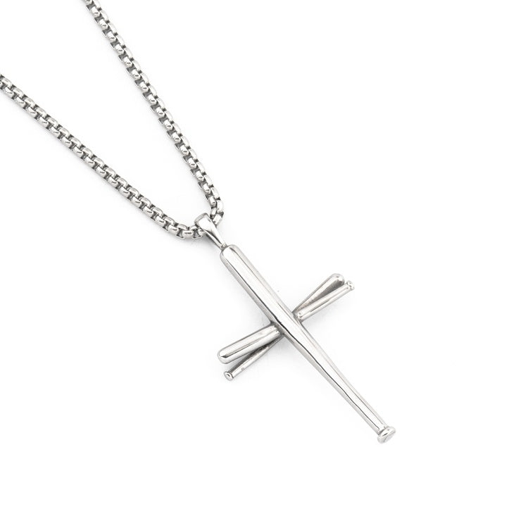 Baseball Bat Cross Necklace