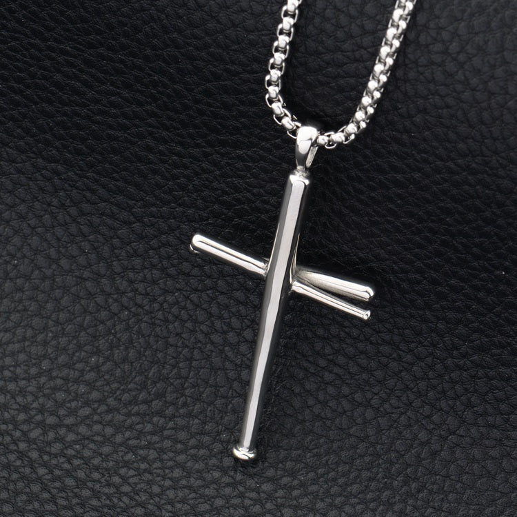 Baseball Bat Cross Necklace