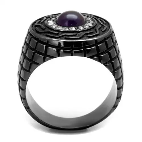 Amethyst Gunmetal Steel Ring