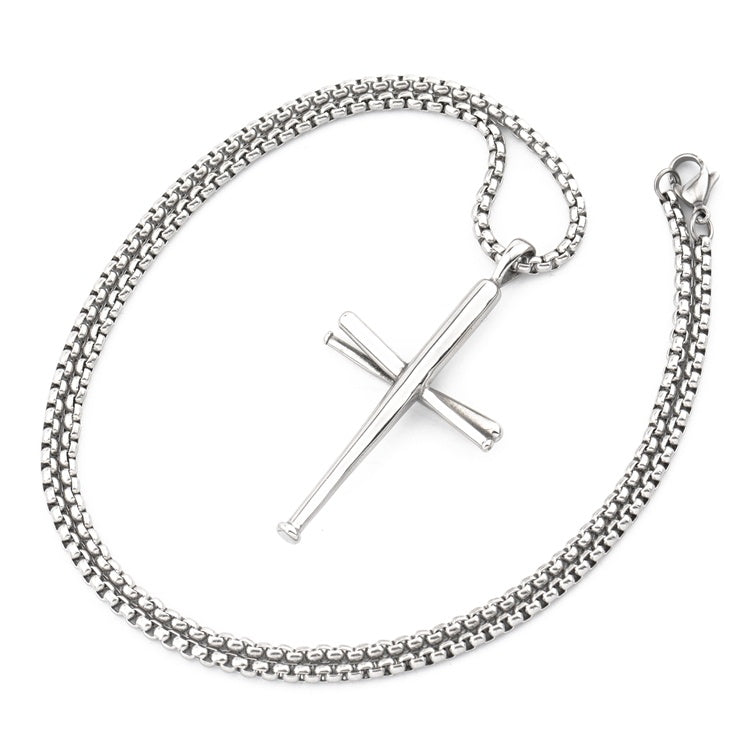 Baseball Bat Cross Necklace