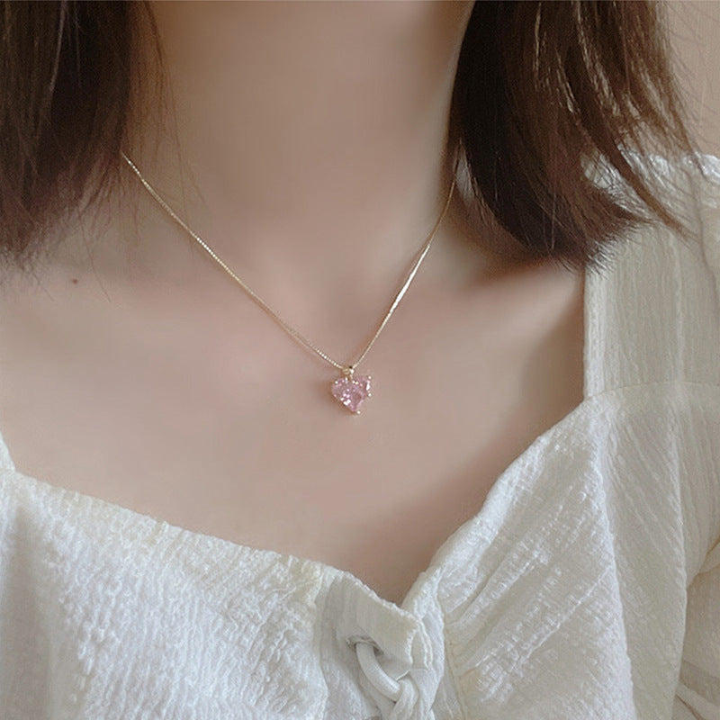 Pink Zircon Heart Necklace