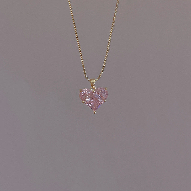 Pink Zircon Heart Necklace