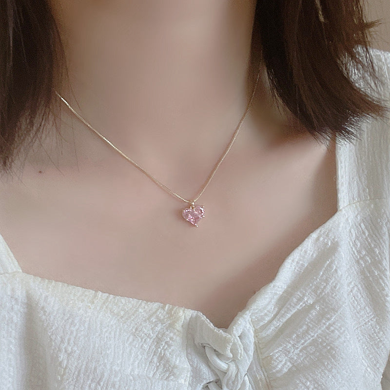 Pink Zircon Heart Necklace